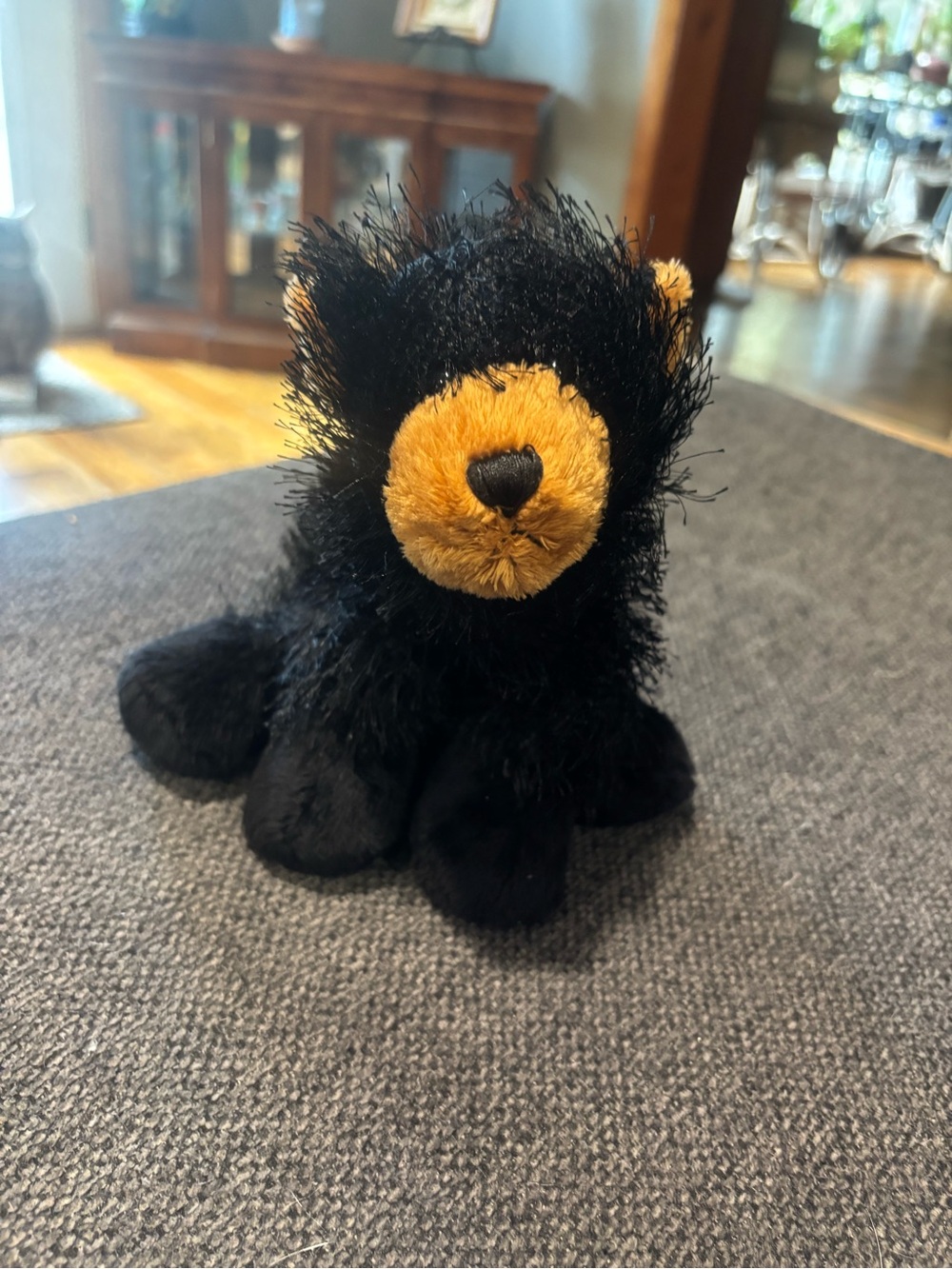Retired GANZ Webkinz Plush Black Bear HM004 Stuffed Animal with Golden Face